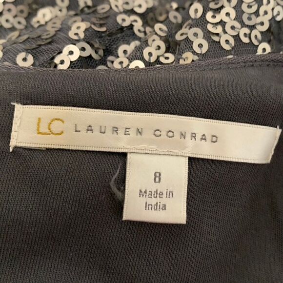 Lauren Conrad Gray Sequin Sleeveless Dress Sz 8 - Picture 3 of 5